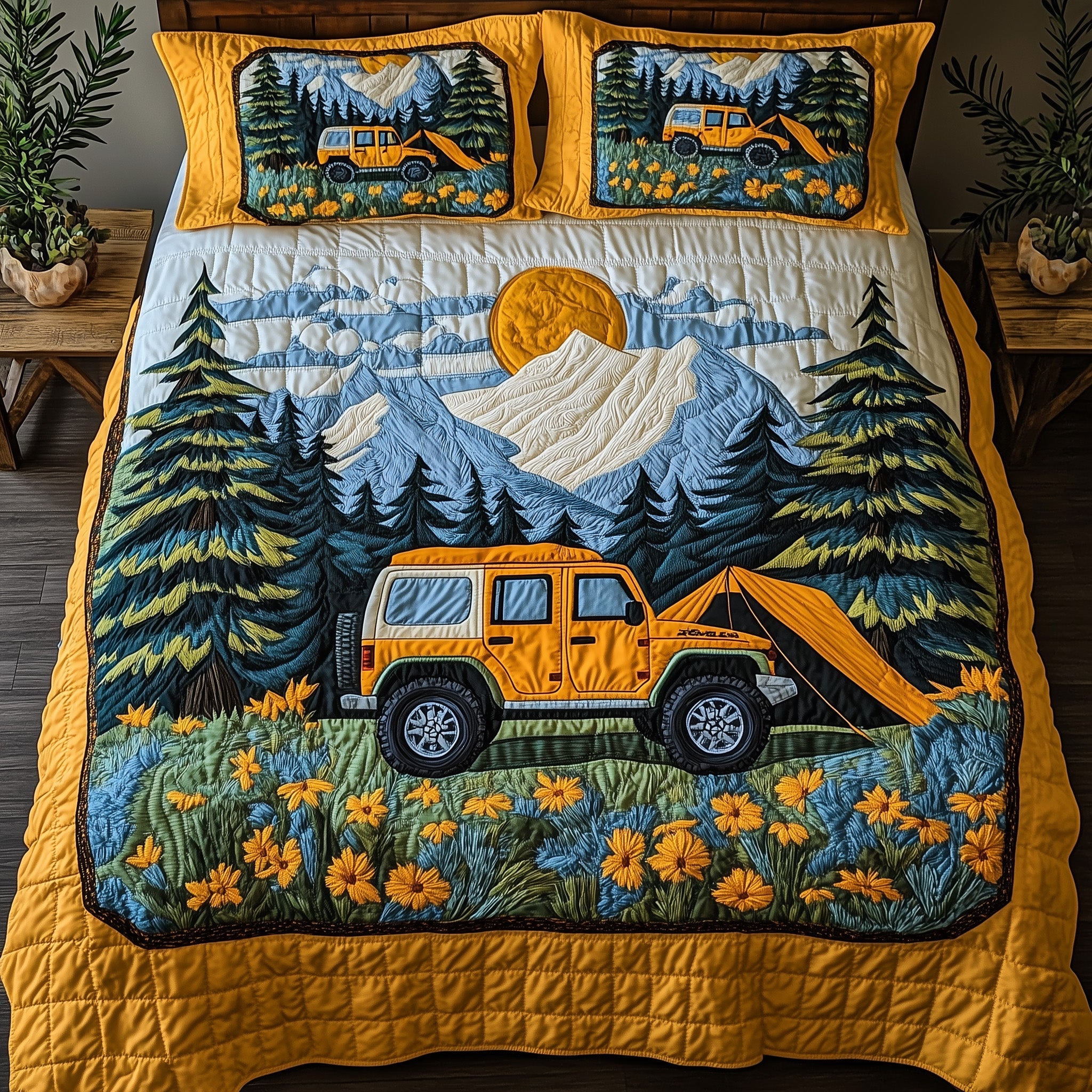 Campfire Offroad Escape Quilted Bedding Set Duvet Cover Merchandise Jeep Stuff For Her