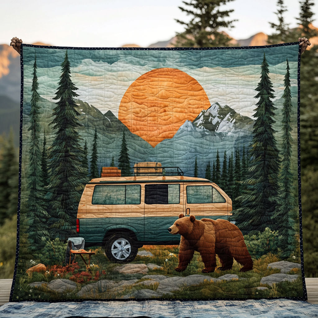 Camping Bear Quilt Blanket Sofa Throws Son To Mother Christmas Gifts