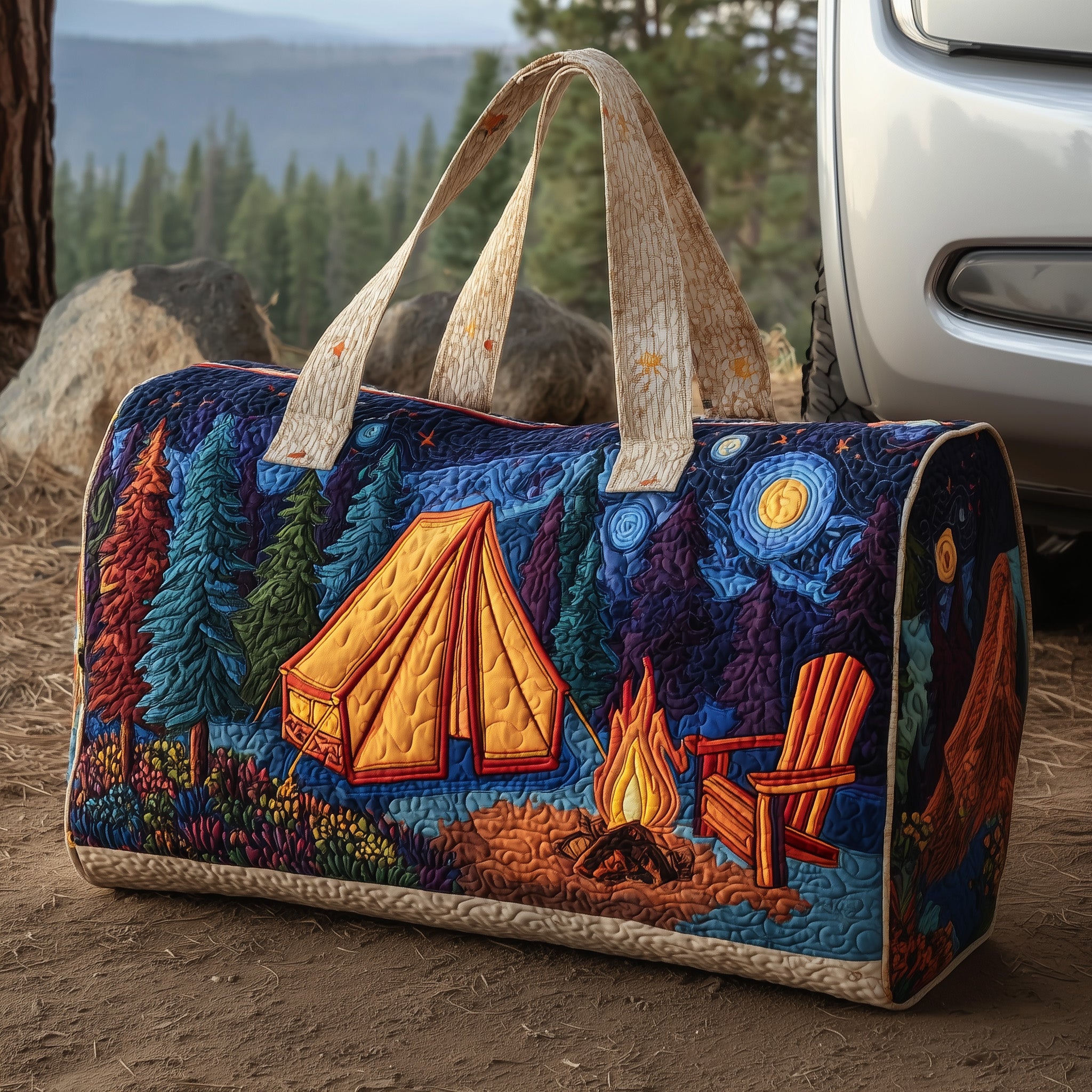 Camping Harmony Quilted Duffle Bag Back To School Essential