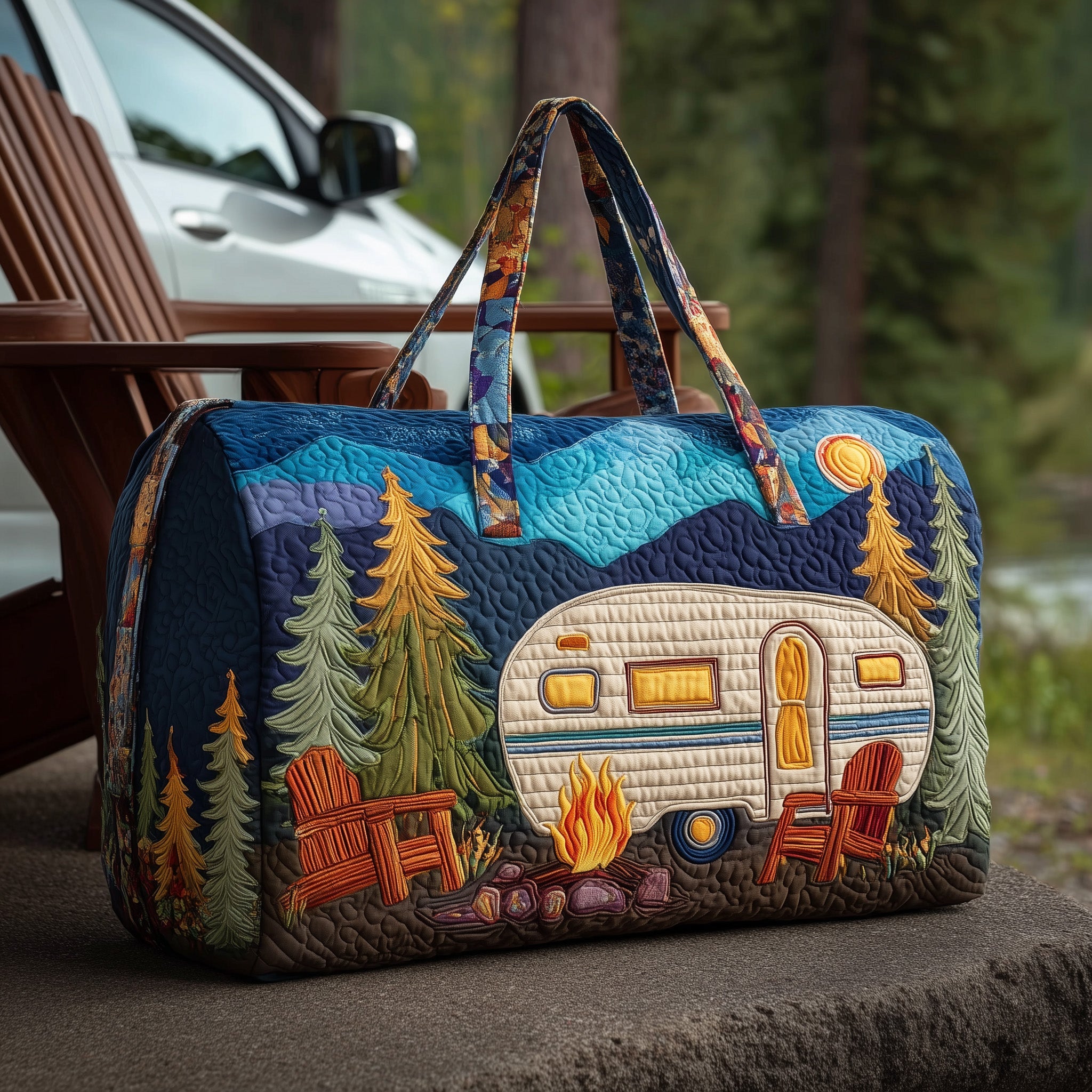 Camping Harmony Quilted Duffle Bag Easter Gift Idea