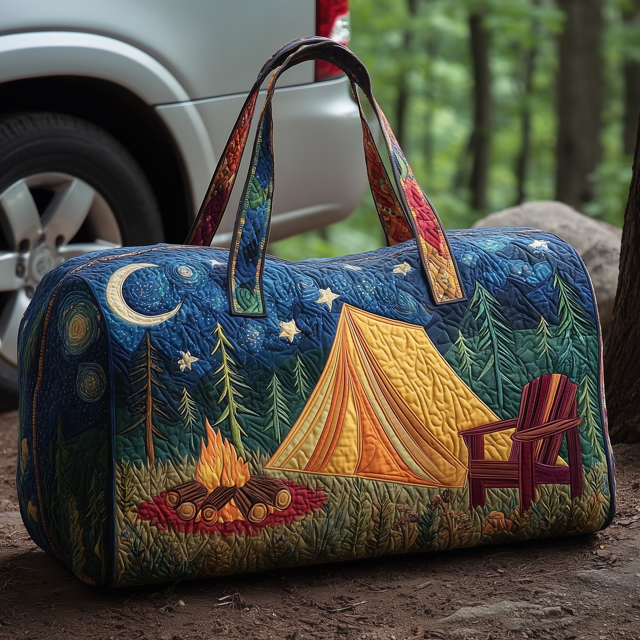 Camping Harmony Quilted Duffle Bag Independence Day Gift Idea