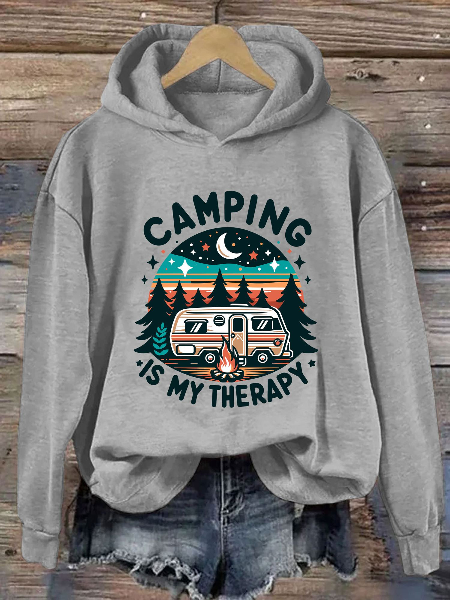 Camping Is My Therapy Hoodie Funny Apparel Funny Gifts For Women