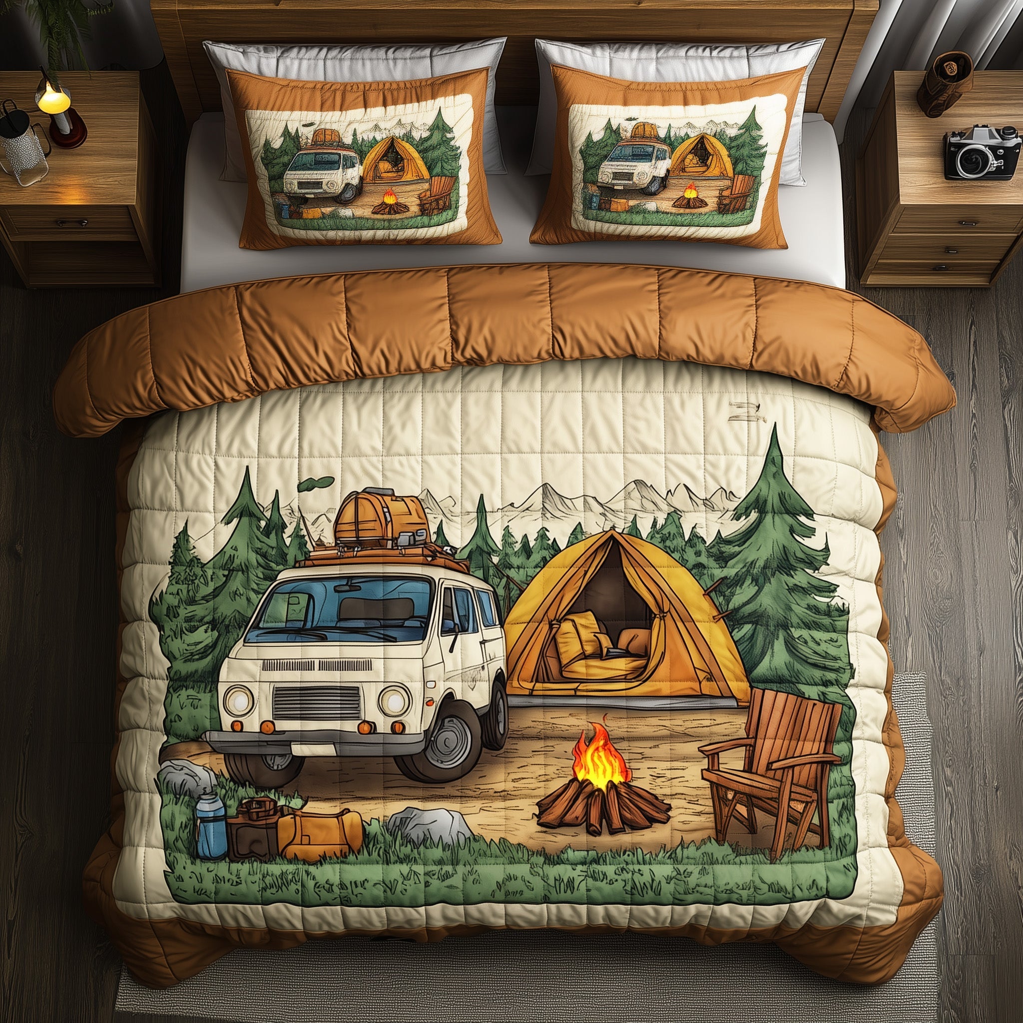 Camping Joy Quilted Bedding Set Duvet Cover Merchandise Camping Gifts For Men