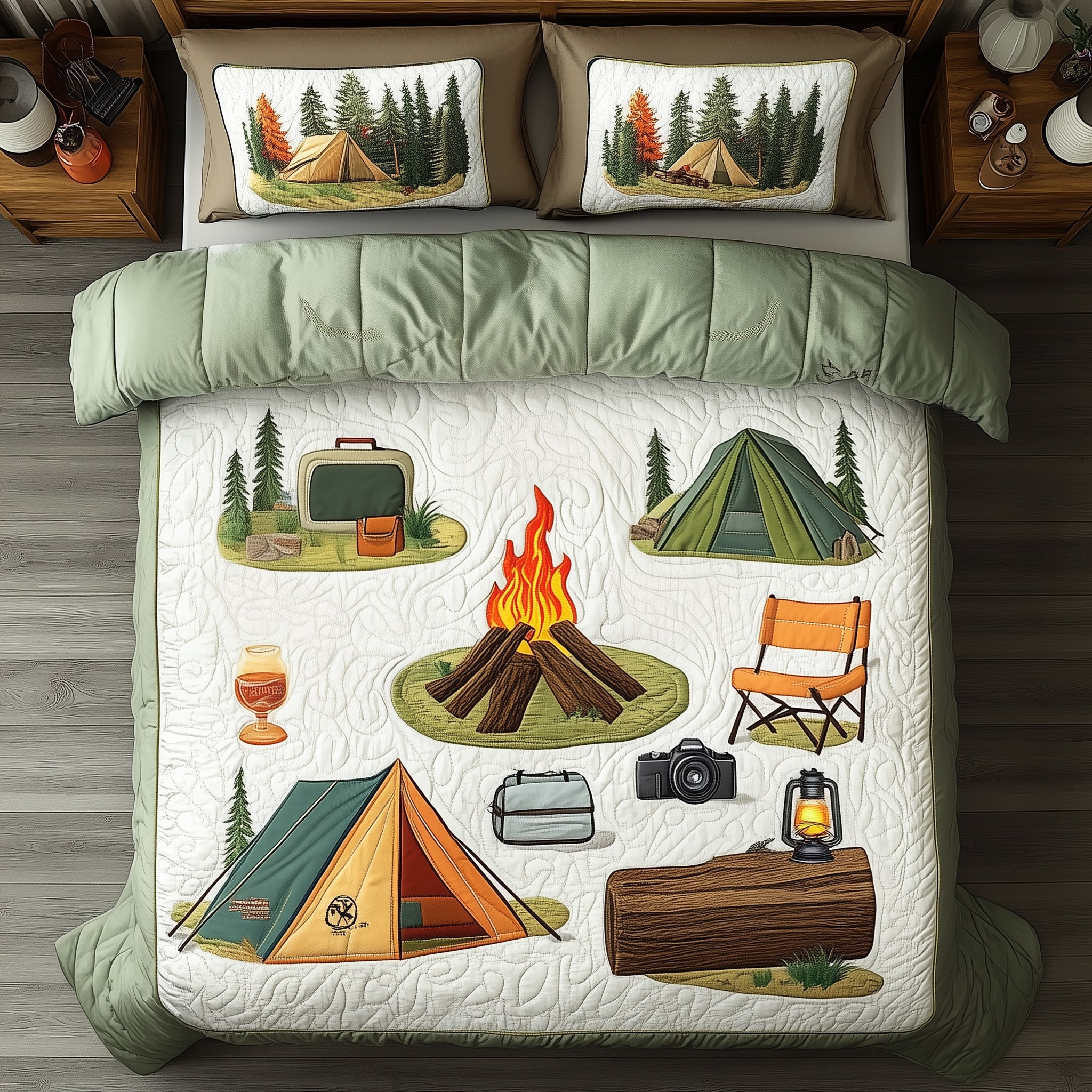 Camping Joy Quilted Bedding Set Duvet Cover Merchandise Camping Themed Gifts