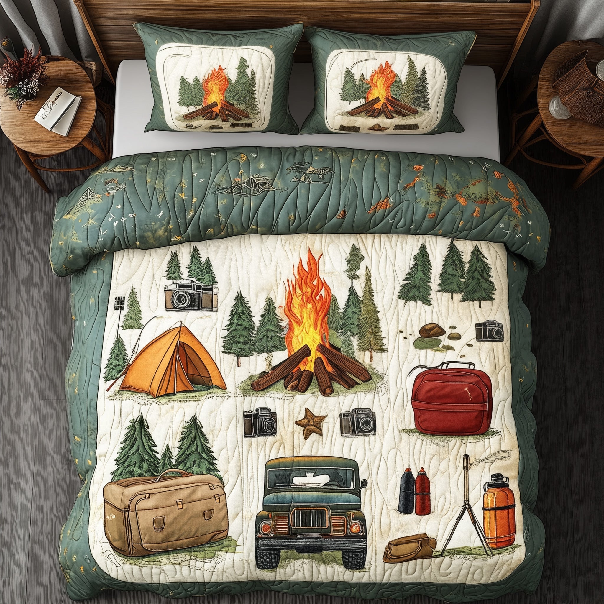 Camping Joy Quilted Bedding Set Duvet Cover Merchandise Gifts For People Who Like Camping