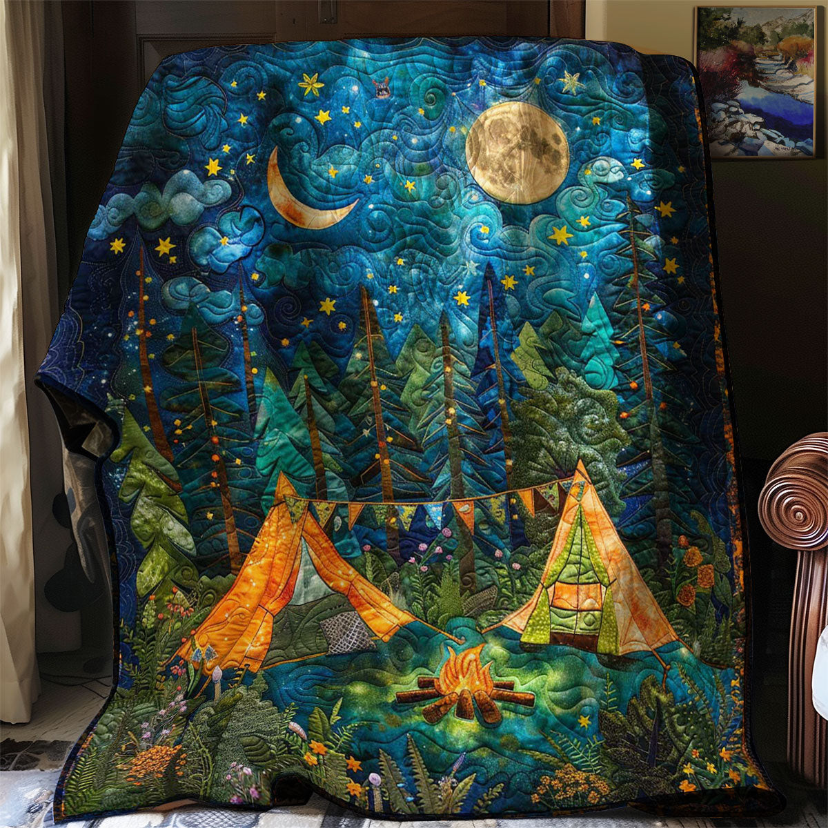 Camping Night Quilt Blanket Luxury Throw Blankets Gifts For New Dads