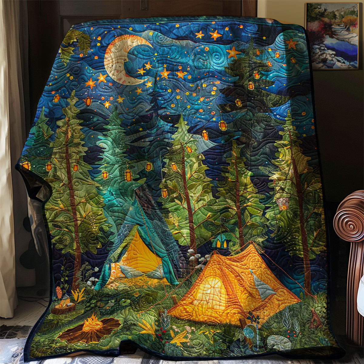 Camping Night Quilt Blanket Throws And Blankets Special Birthday Gifts For Dad