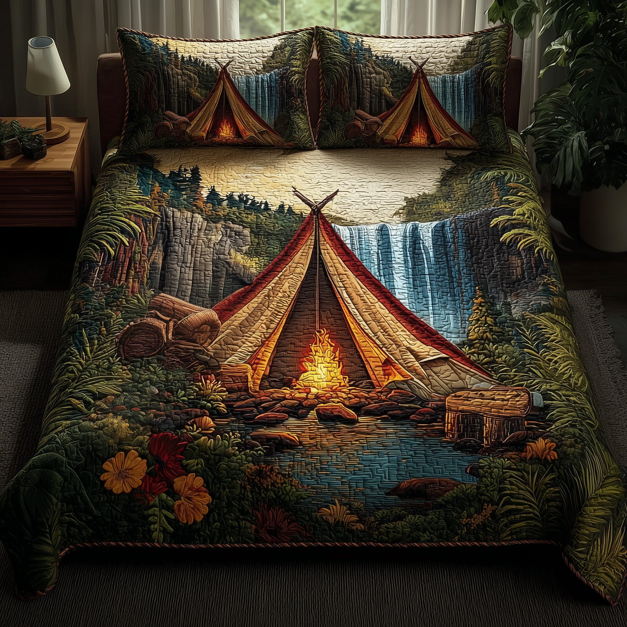 Camping Quilted Bedding Set Duvet Cover Bedspread Unique Ralated Camping Gifts