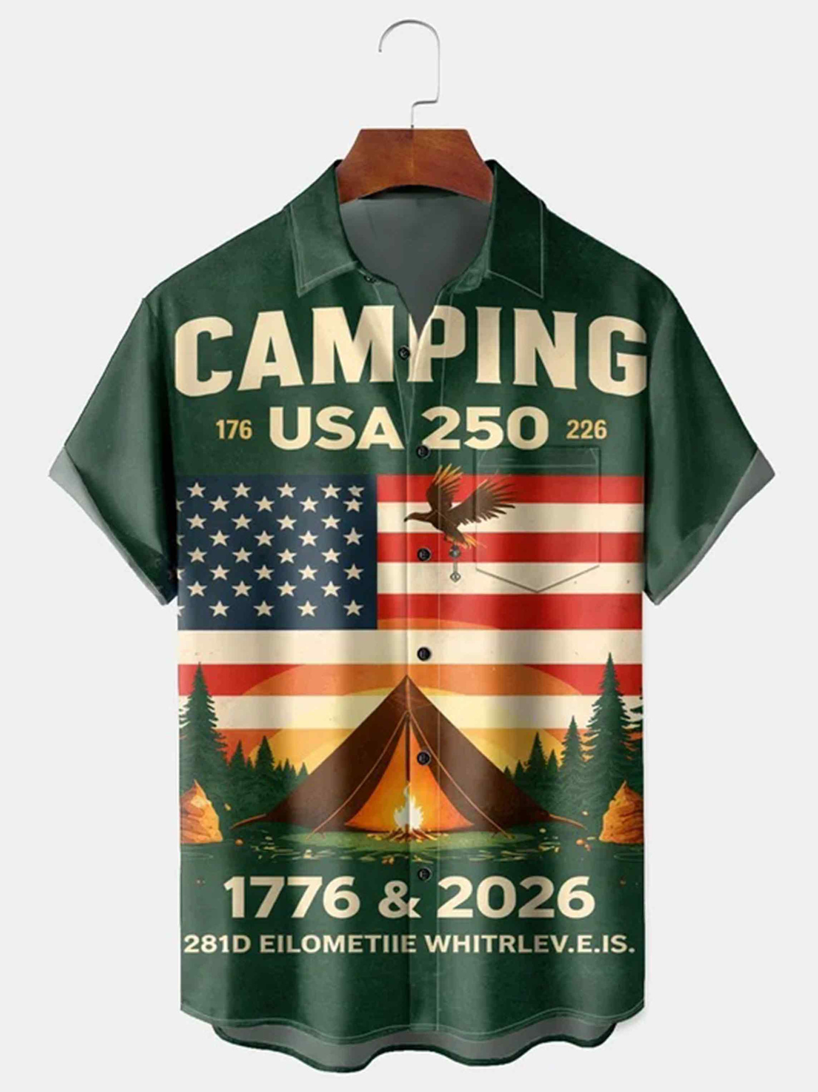 Camping USA 250 Years Button Shirt 281D Eilometile Whitrleveis Apparel Gifts For Him