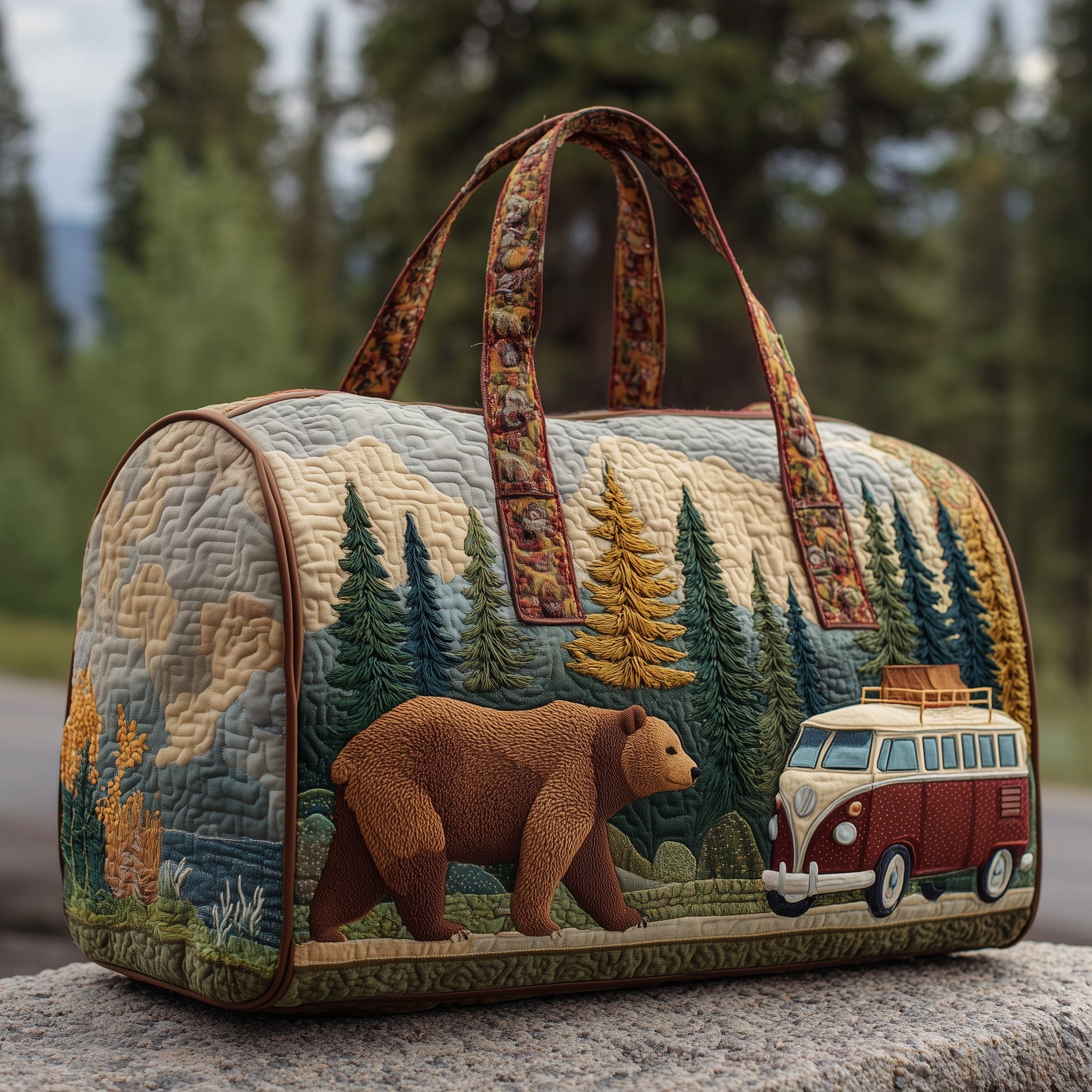 Camping Van Quilted Duffle Bag Anniversary Gift Idea