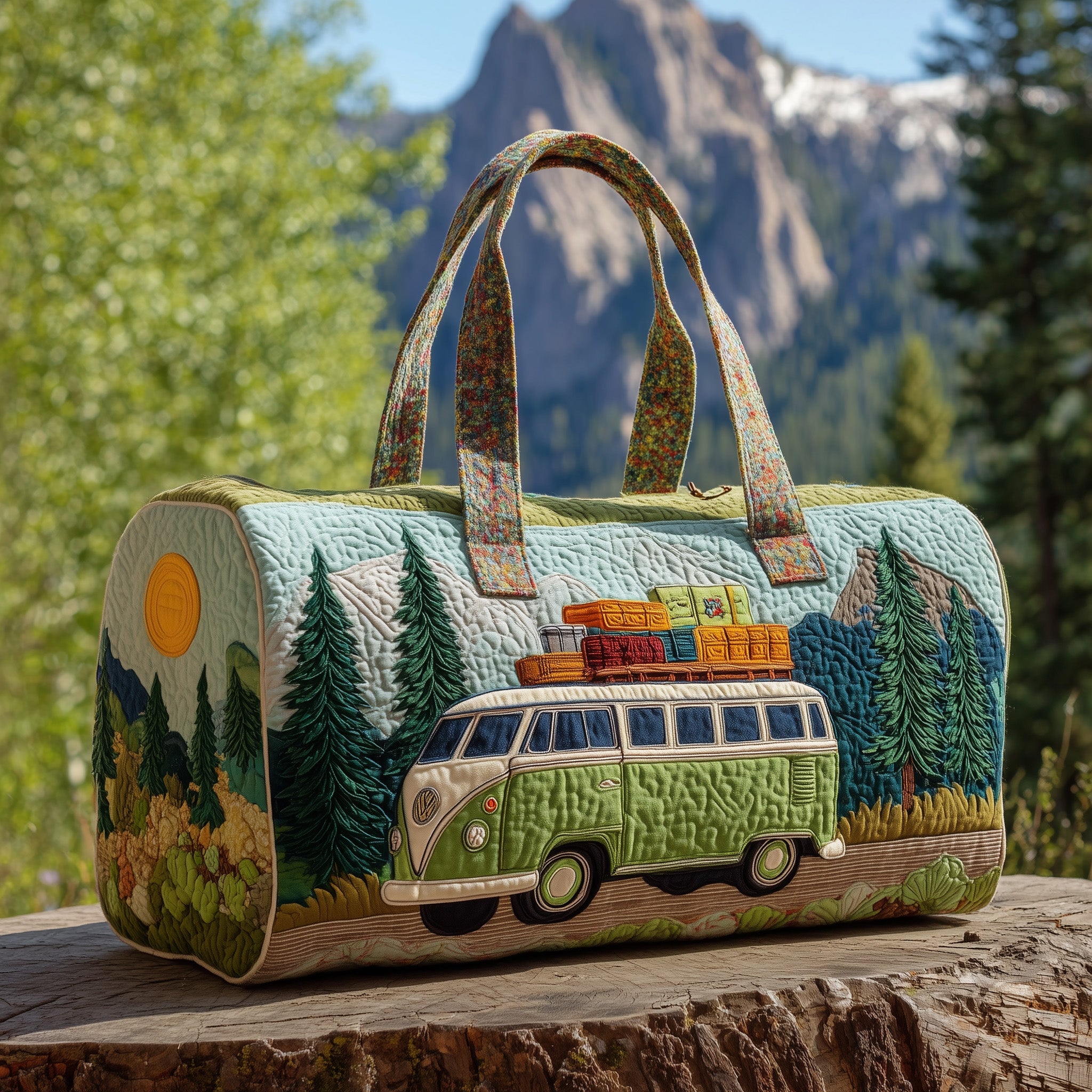 Camping Van Quilted Duffle Bag Spring Gift Idea