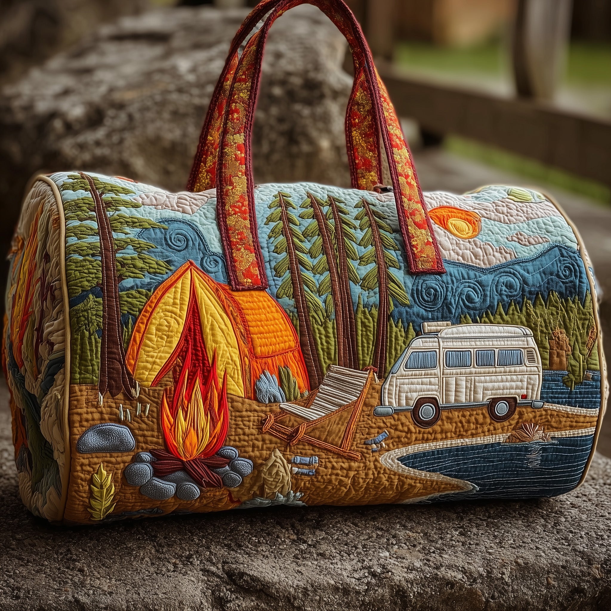 Camping Vibe Quilted Duffle Bag Gift For Family