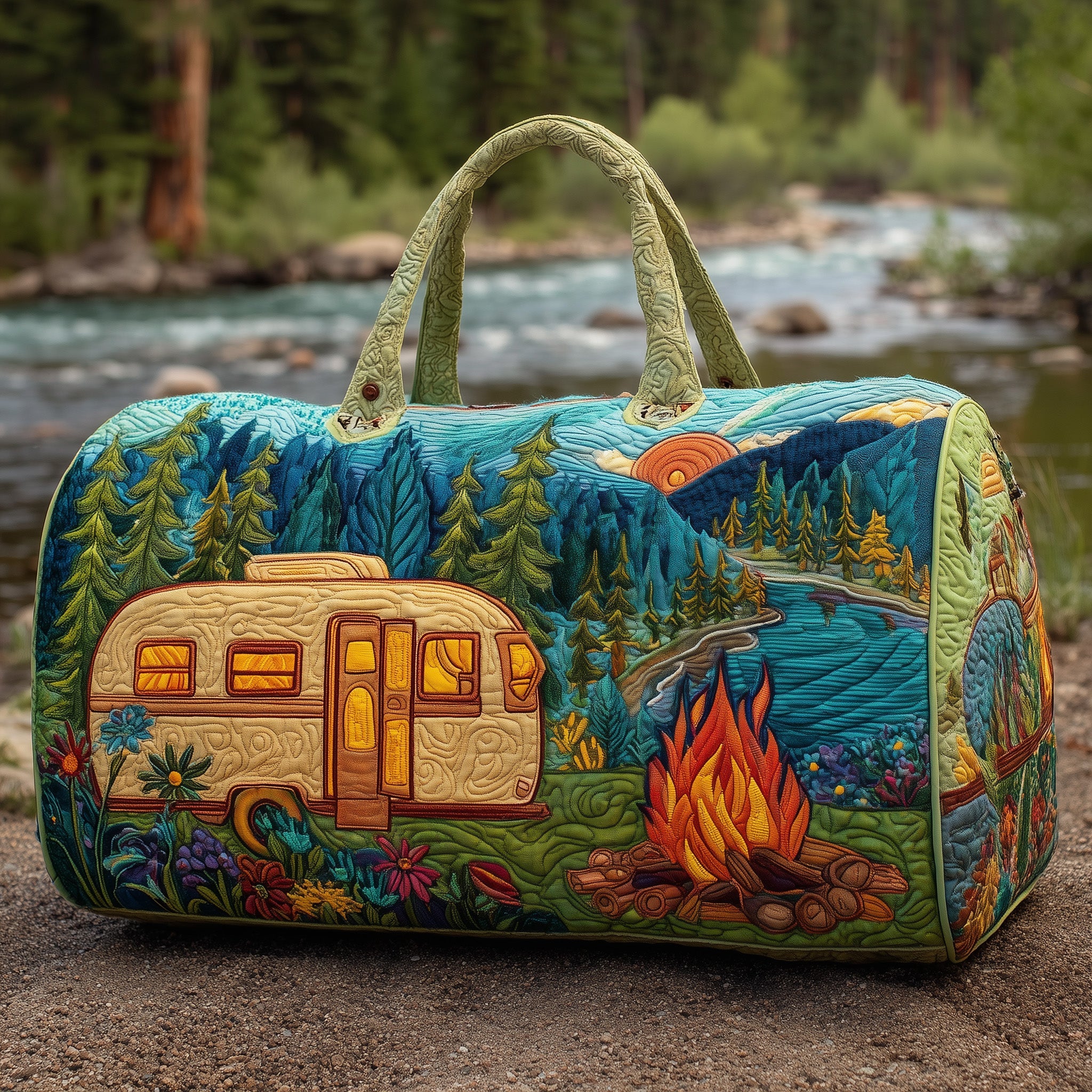 Camping Vibe Quilted Duffle Bag Gift For Friends