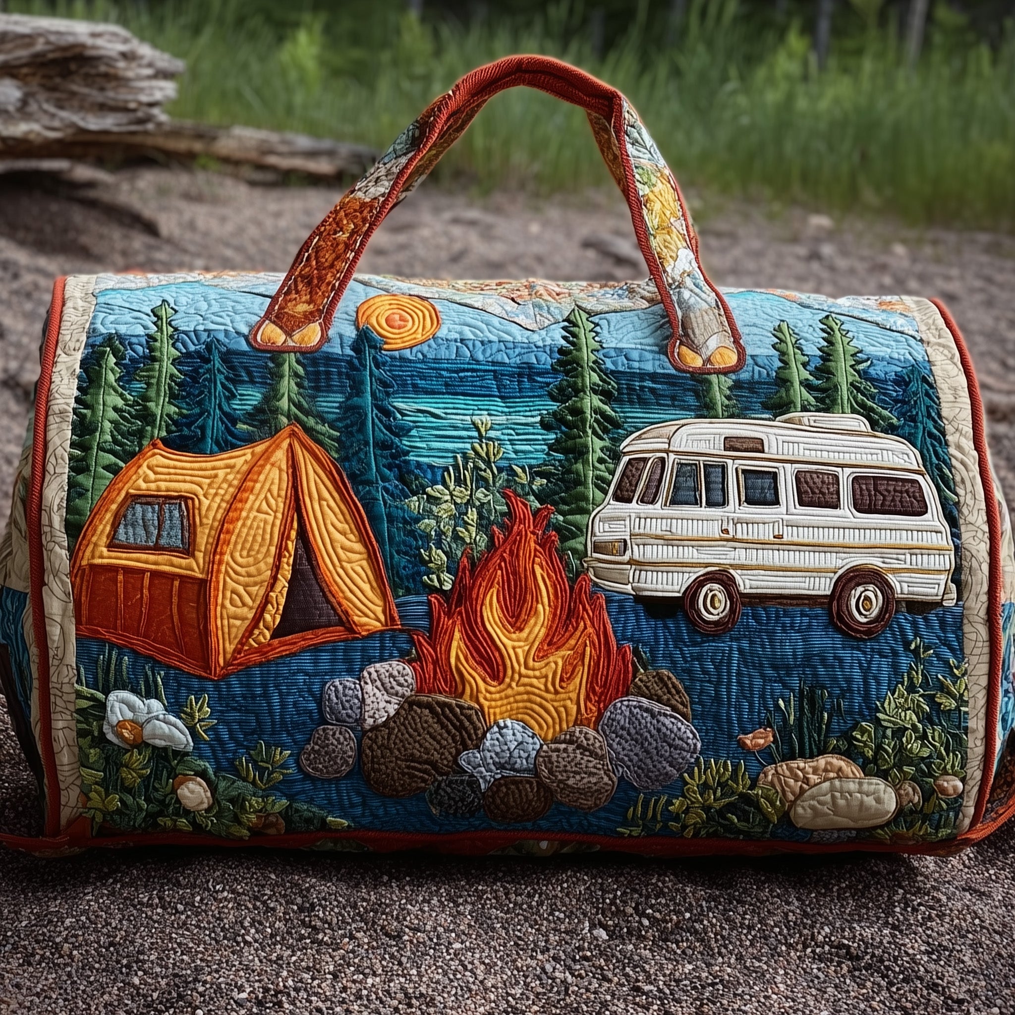 Camping Vibe Quilted Duffle Bag Gift For Him
