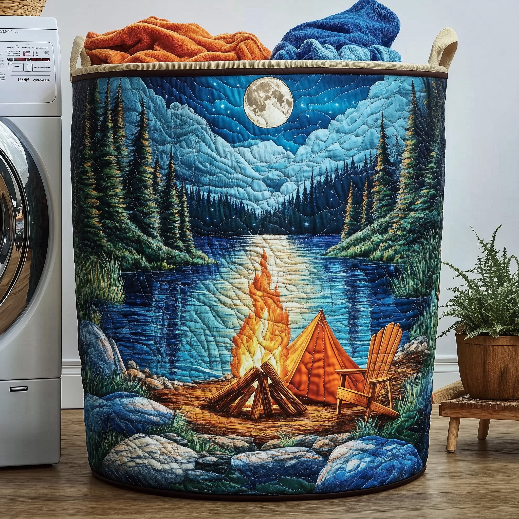 Camping Vibe Quilted Laundry Basket Christmas Merch Gift