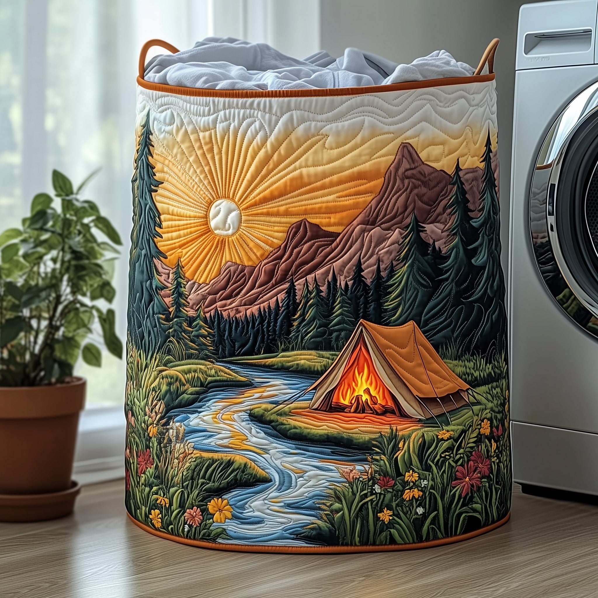 Camping Vibe Quilted Laundry Basket Graduation Merch Gift