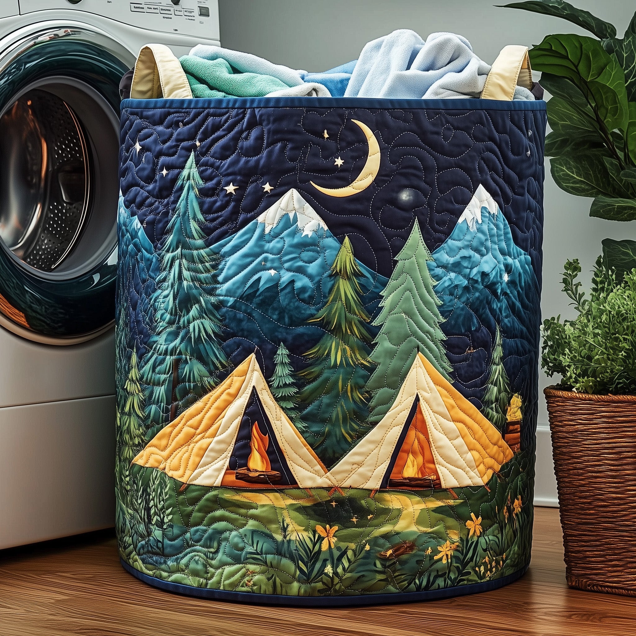 Camping Vibe Quilted Laundry Basket Mother's Day Merch Gift