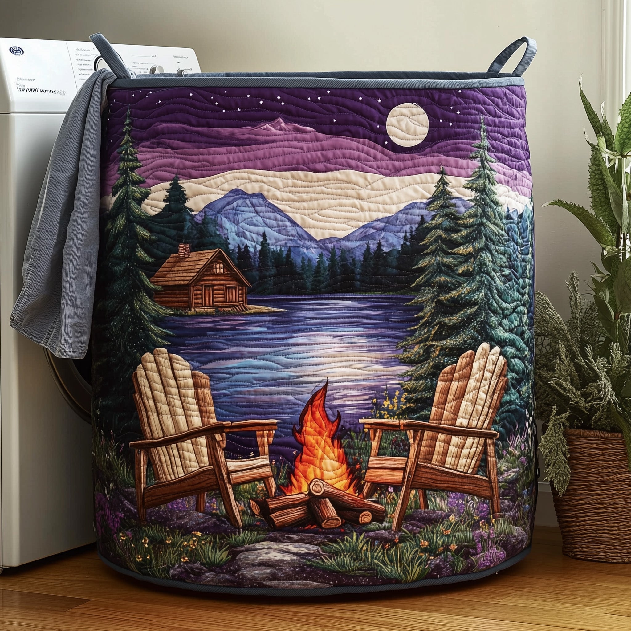 Camping Vibe Quilted Laundry Basket Must-Have Laundry Essential