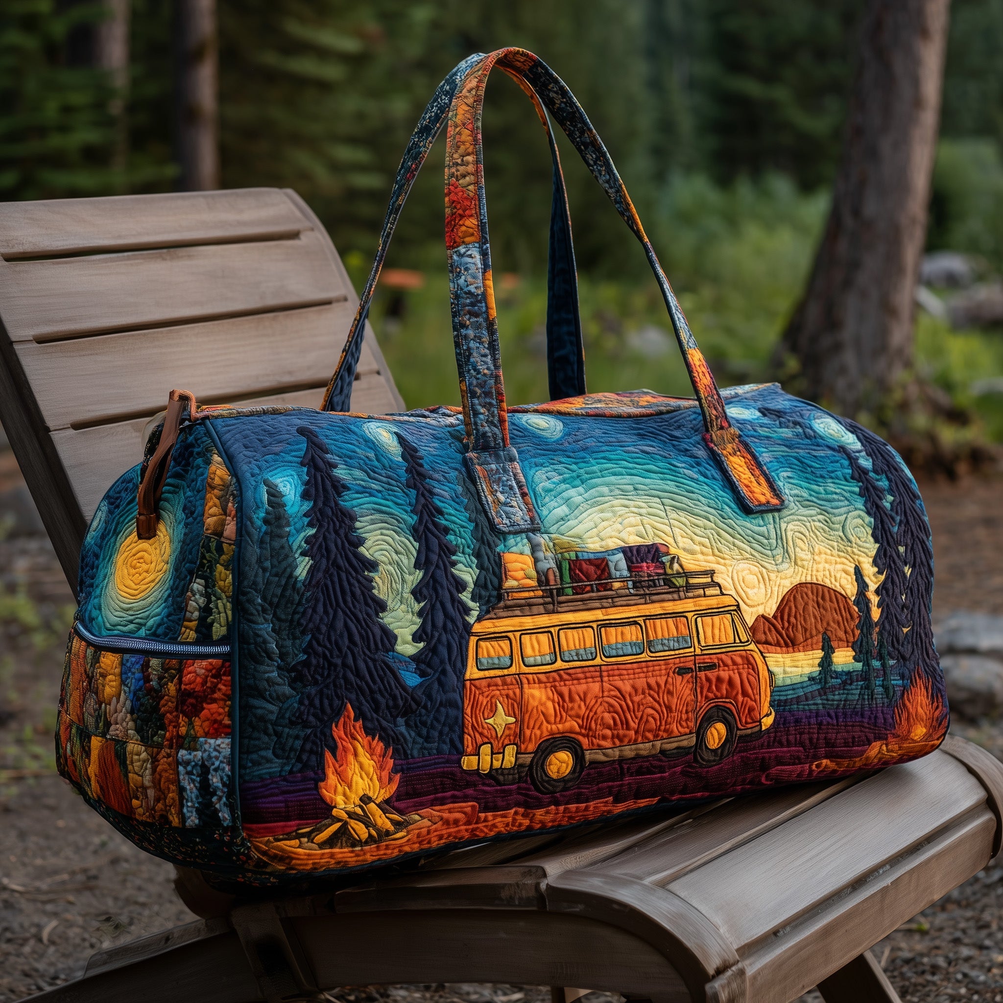 Campsite Trip Quilted Duffle Bag For School And Gym