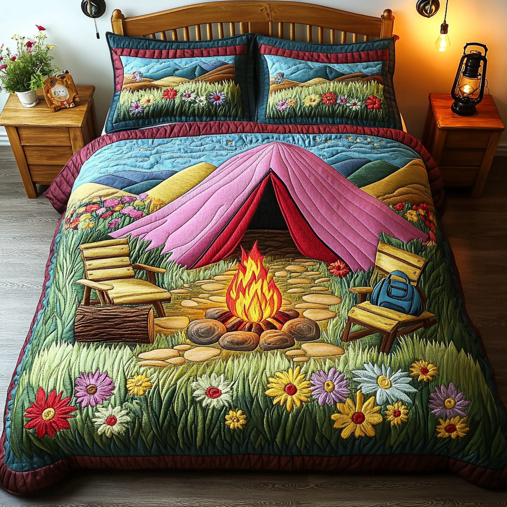 CampVibes Quilted Bedding Set Bed Decor Ideas Best Camping Gifts 2025