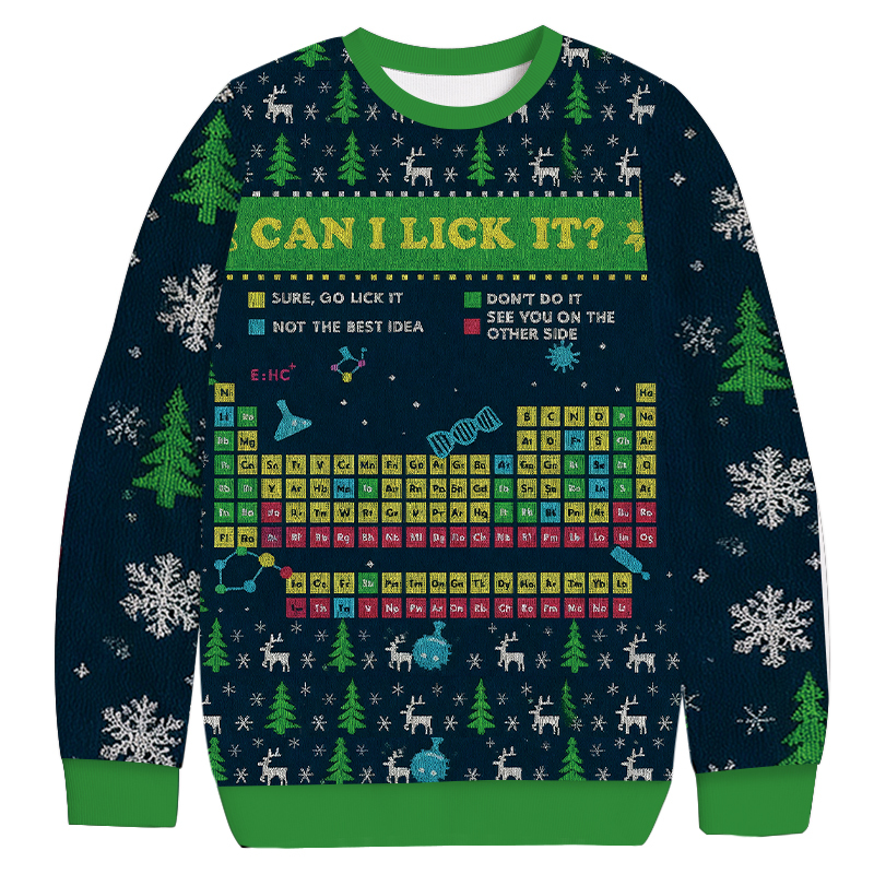Can I Lick It Periodic Table Christmas Ugly Sweatshirt Christmas Gift For Friends