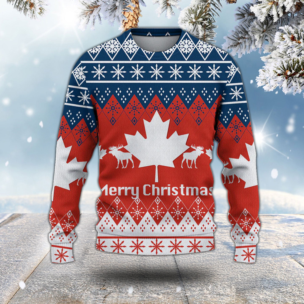 Canada Christmas Merry Christmas Ugly Pattern Sweatshirt Brother In Law Christmas Gifts