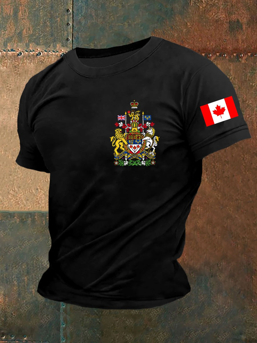 Canada Day Badge Print Short Sleeves T-Shirt Gifts For Canadian