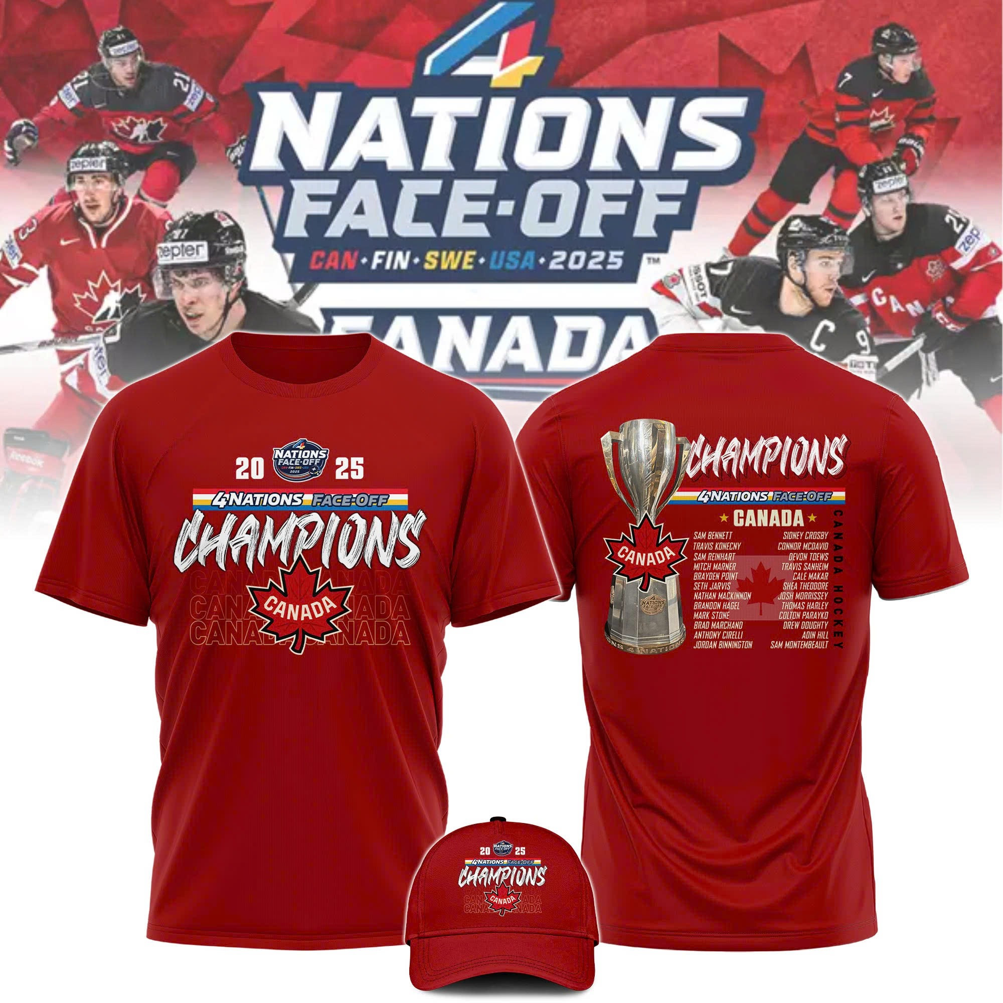 Canada Fanatics 4 Nation Face-Off Champions 2025 Shirt Victory Canada Hockey Championship