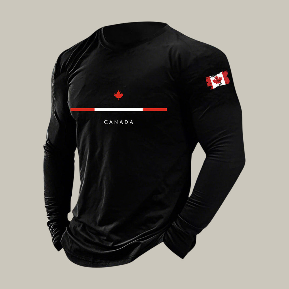 Canada Flag Patriotic Long Sleeve Shirt Canadian Pride Apparel Father's Day Gift For Him