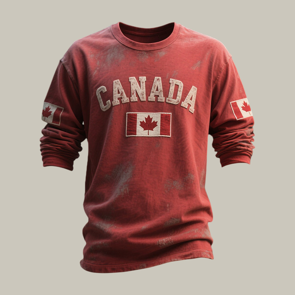 Canada Hockey Team Inspired Vintage Long Sleeve Shirt Milano Cortina 2026 Winter Olympic Clothing