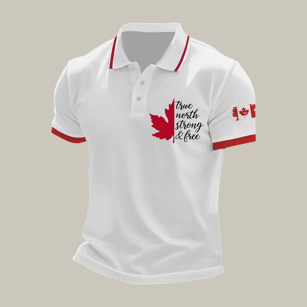 Canada True North Strong And Free Polo Shirt Canadian Pride Apparel Present For Him