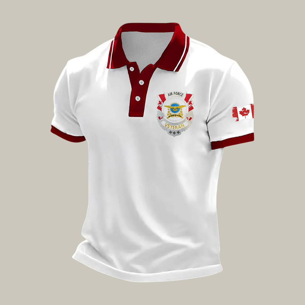 Canadian Air Force Veteran Polo Shirt Canadian Pride Clothes Patriotic Gift For Veterans