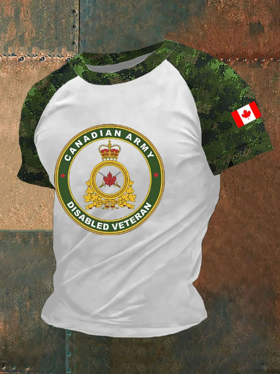 Canadian Army Disabled Veterans Printed Men's T-Shirt Gifts For Canadian