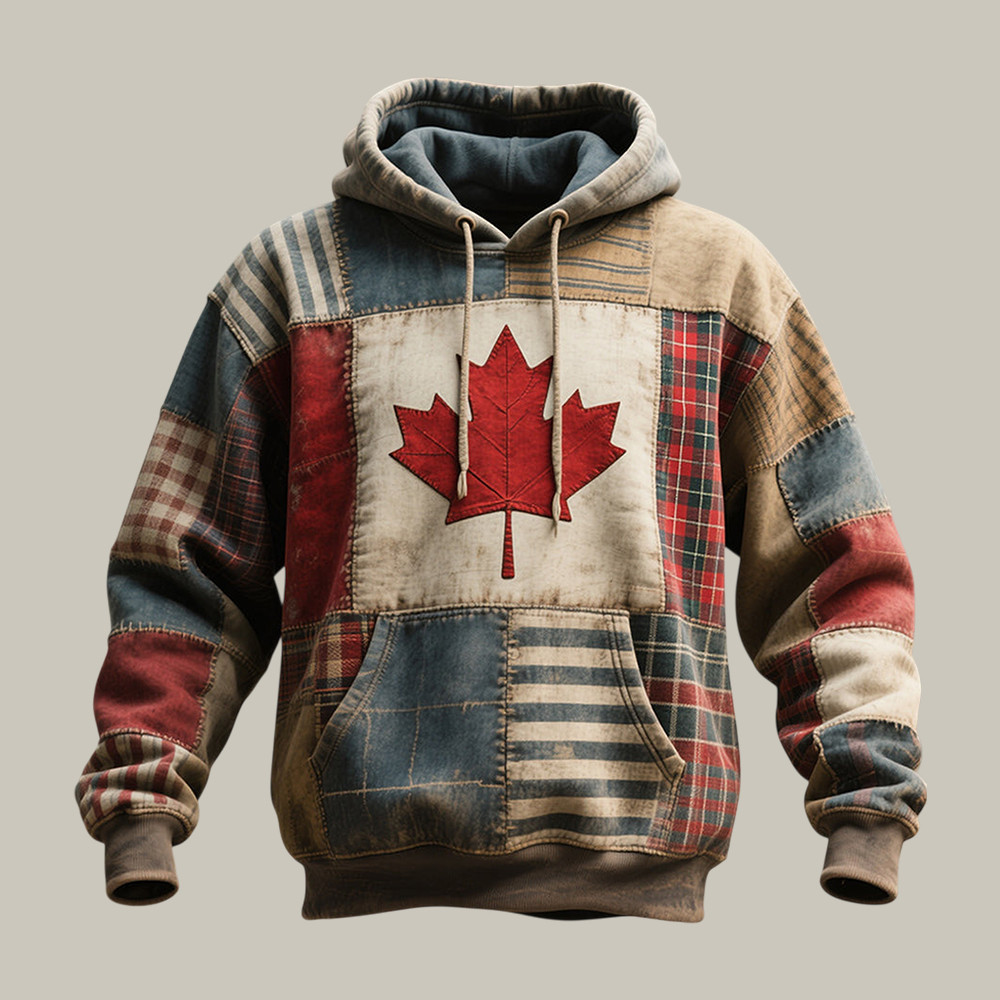 Canadian Flag Inspired Vintage Hoodie Patriotic Canada Apparel Best Gift For Father's Day