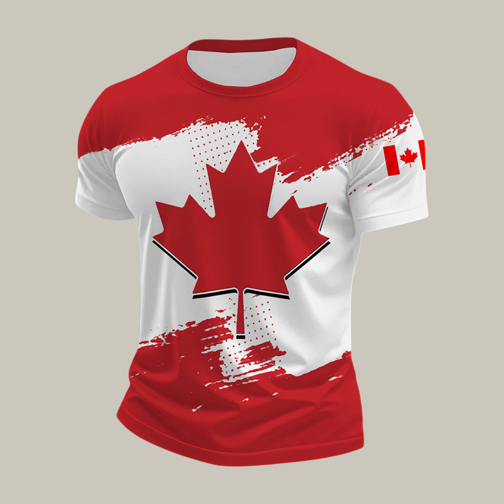 Canadian Flag Maple Leaf Canada Day T-Shirt Canadian Heritage Clothes Gift For Father's Day
