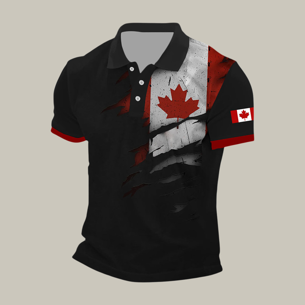 Canadian Flag Maple Leaf Polo Shirt Patriotic Canada Apparel Present For Husband