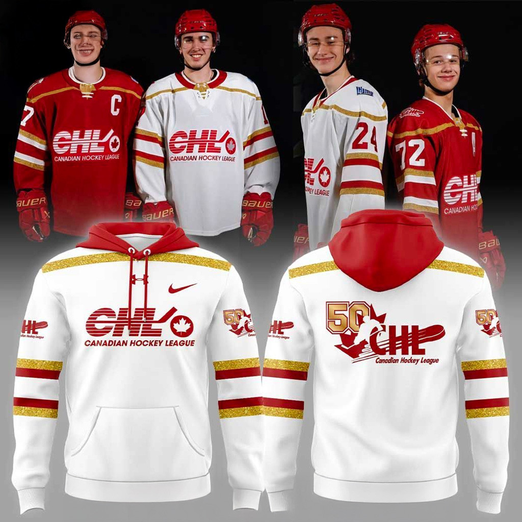 Canadian Hockey League 50th Celebration White Hoodie CHL Merch Gifts For Husband
