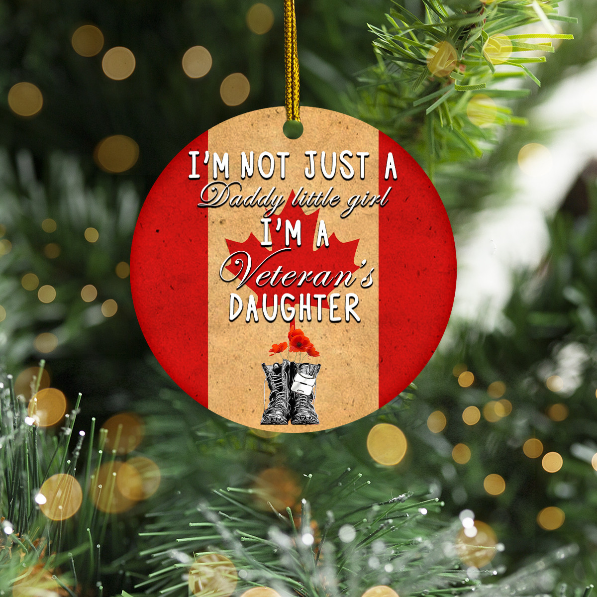 Canadian I'm A Veteran's Daughter Christmas Ornament Proud Daughter Of A Veteran Dad Gift