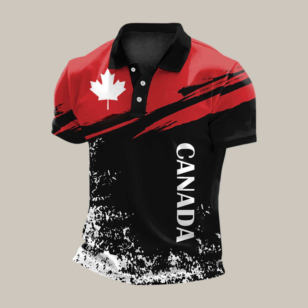 Canadian Maple Leaf Graphic Polo Shirt Canadian Pride Clothes Best Present For Patriots