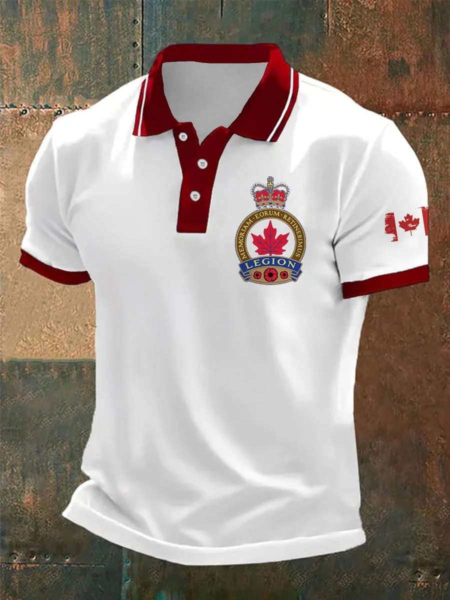 Canadian Veterans Print Men's Polo Shirt Patriotic Gifts For Veterans
