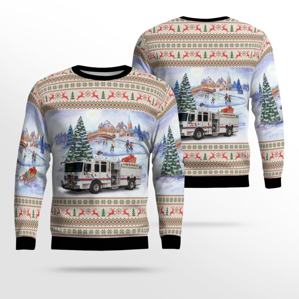 Candia Fire Rescue Candia New Hampshire Christmas AOP Ugly Sweater Xmas Unisex Sweater Christmas Gifts For Men Women