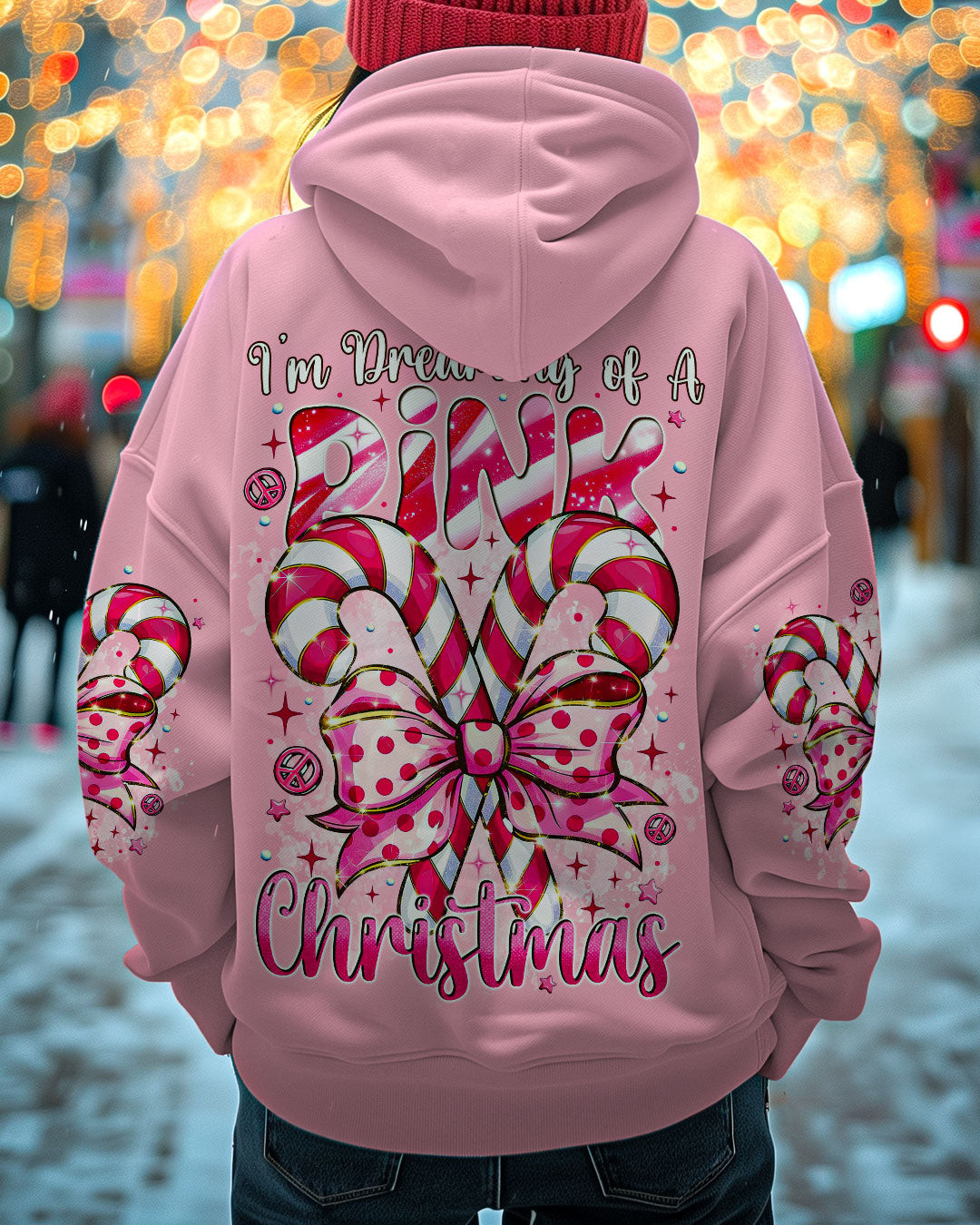 Candies Dreaming Of A Pink Christmas Hoodie Sweet Xmas Apparel Gifts For Candy Lovers