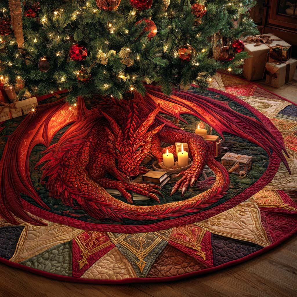 Candlelight Sentinel Quilted Tree Skirt Winter Holiday Decor Book Themed Birthday Gifts