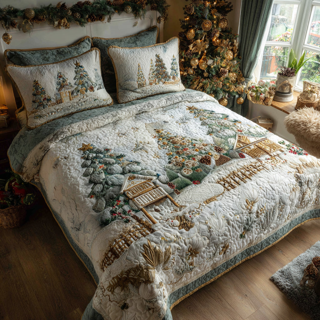 Candlelit Forest Quilted Bedding Set Best Holiday Duvet Covers Christmas Gifts For Mom 2025
