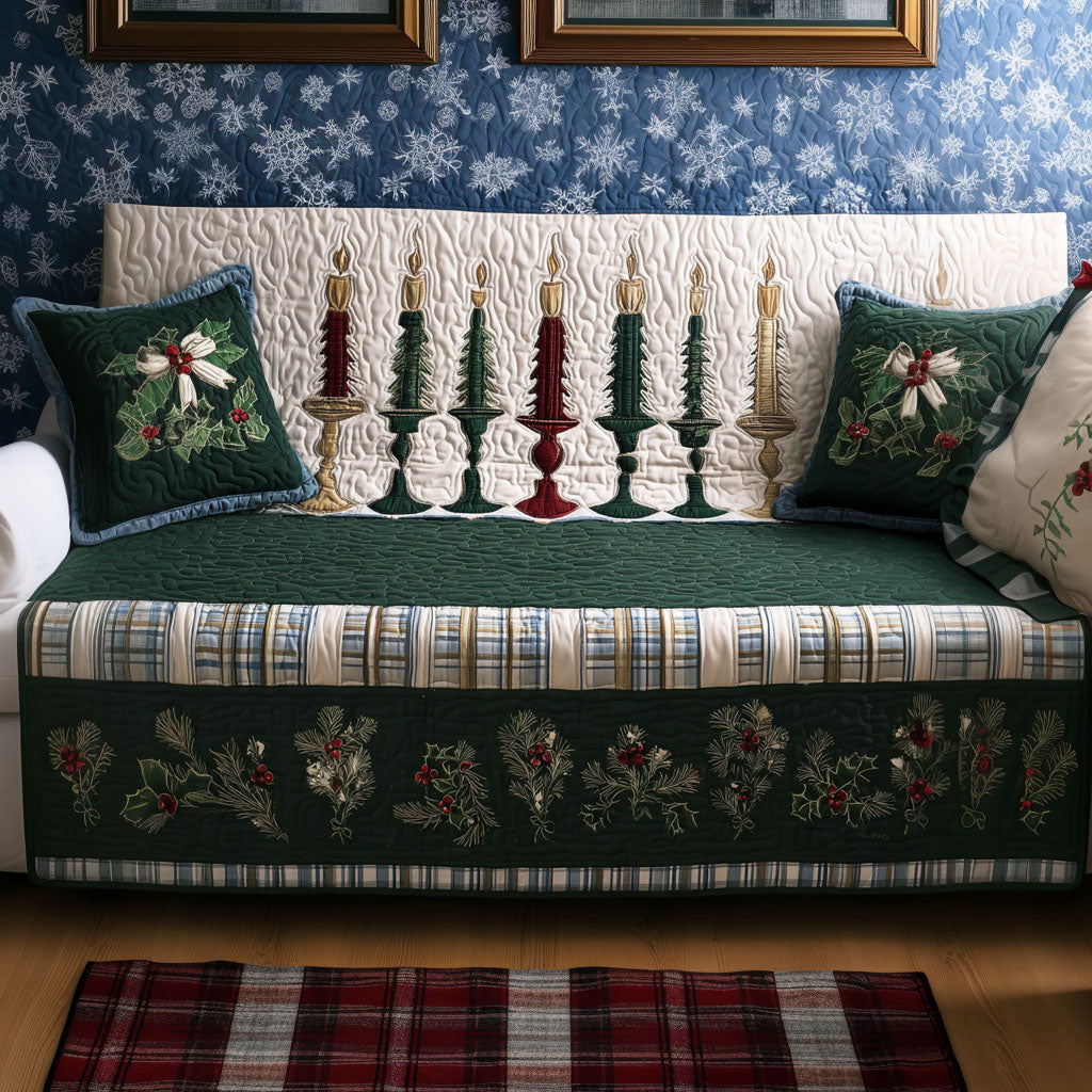 Candlelit Noel Quilted Sofa Cover Santa Sofa Cover Grandparent Christmas Gifts