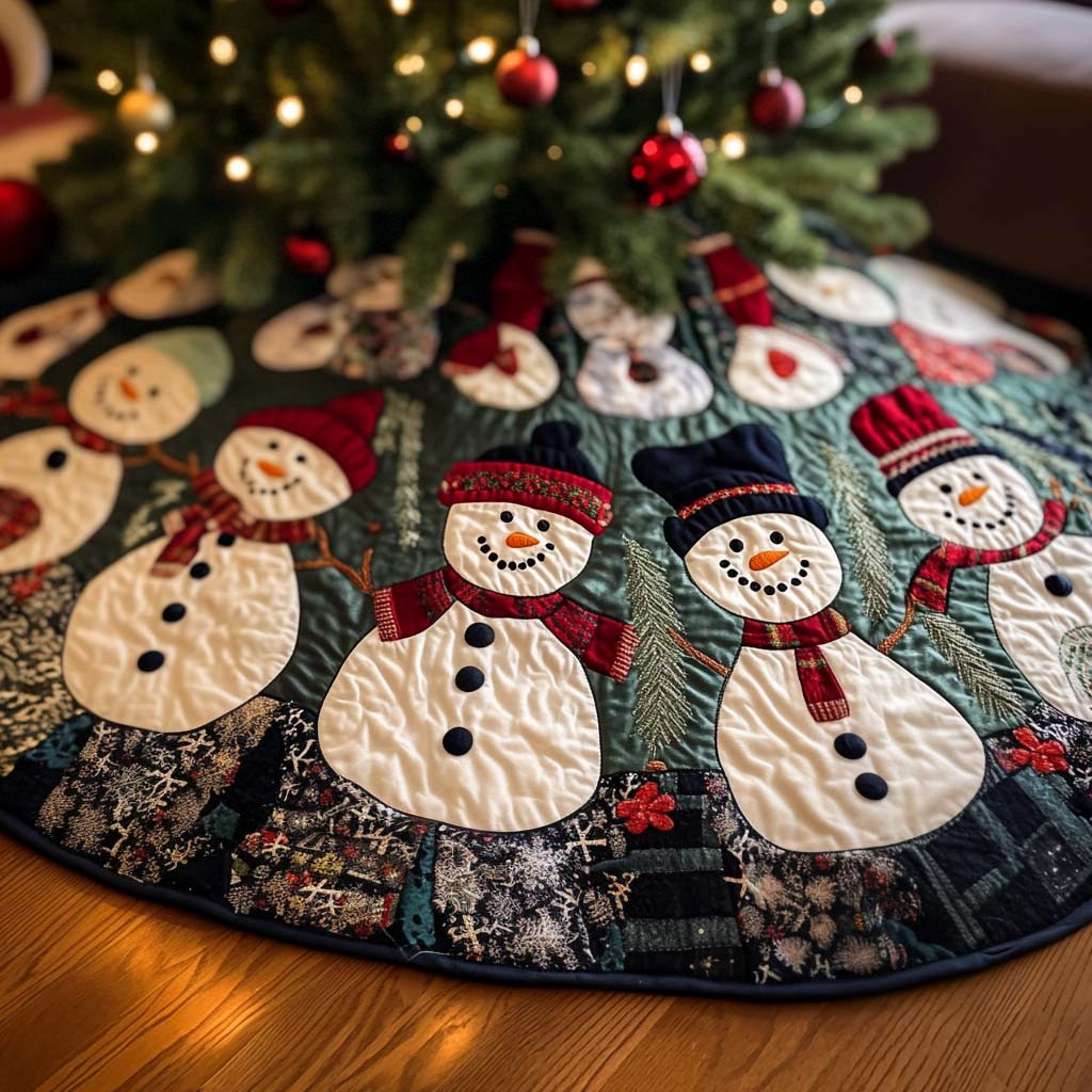 Candy Cane Bliss Christmas Quilted Tree Skirt Christmas Decor Snowman Xmas Gifts