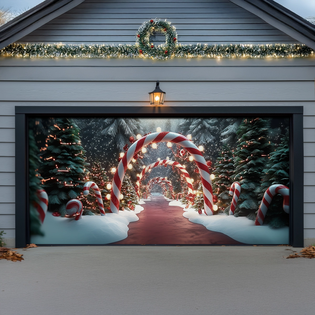 Candy Cane Christmas Garage Door Banner Outside Christmas Decorations Gifts For Xmas