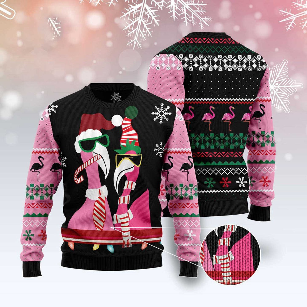 Candy Cane Flamingo Ugly Christmas Sweater Funny Ugly Christmas Sweater Xmas Gifts