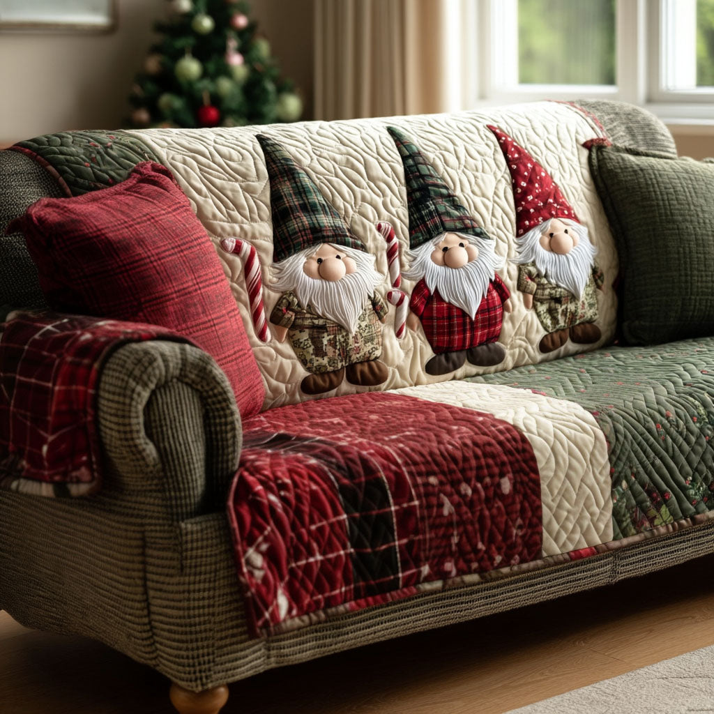 Candy Cane Friends Quilted Sofa Cover Festive Couch Covers Romantic Christmas Gifts