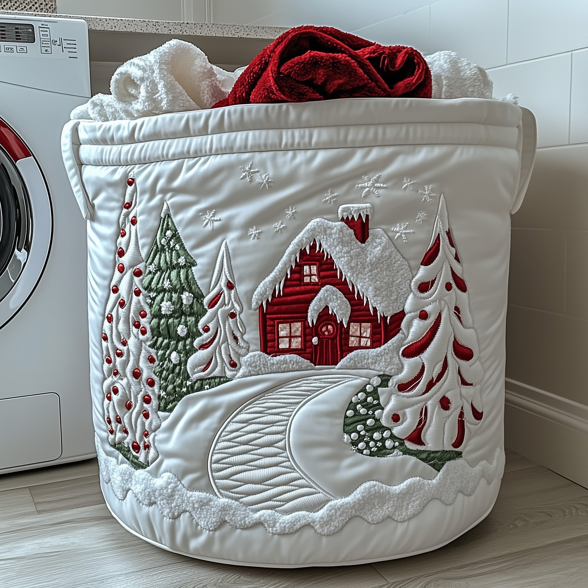 Candy Cane House Quilted Laundry Basket Sky Air Balloon Gifts For Friends